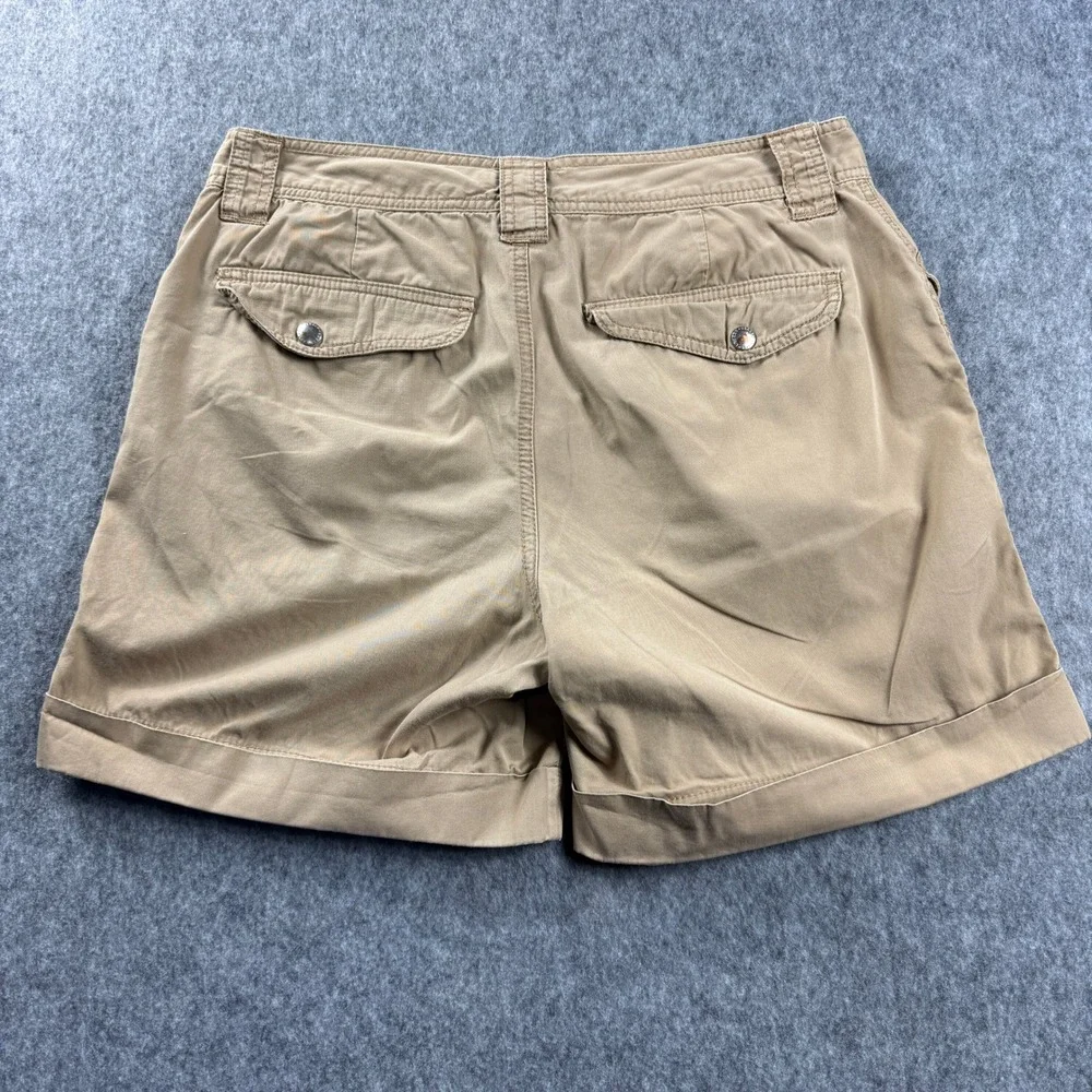 Lauren Ralph Lauren Womens 10 Cuffed Utility Cargo Shorts Tan Cotton Flap Pocket